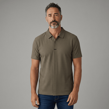 🤎🔥 Hugo Boss Textured Luxury Polo Shirt – Smart Casual Premium Edition 👔✨