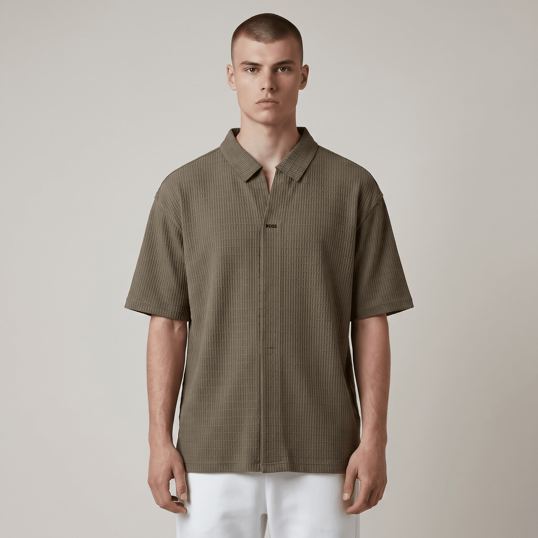 🤎🔥 Hugo Boss Textured Luxury Polo Shirt – Smart Casual Premium Edition 👔✨