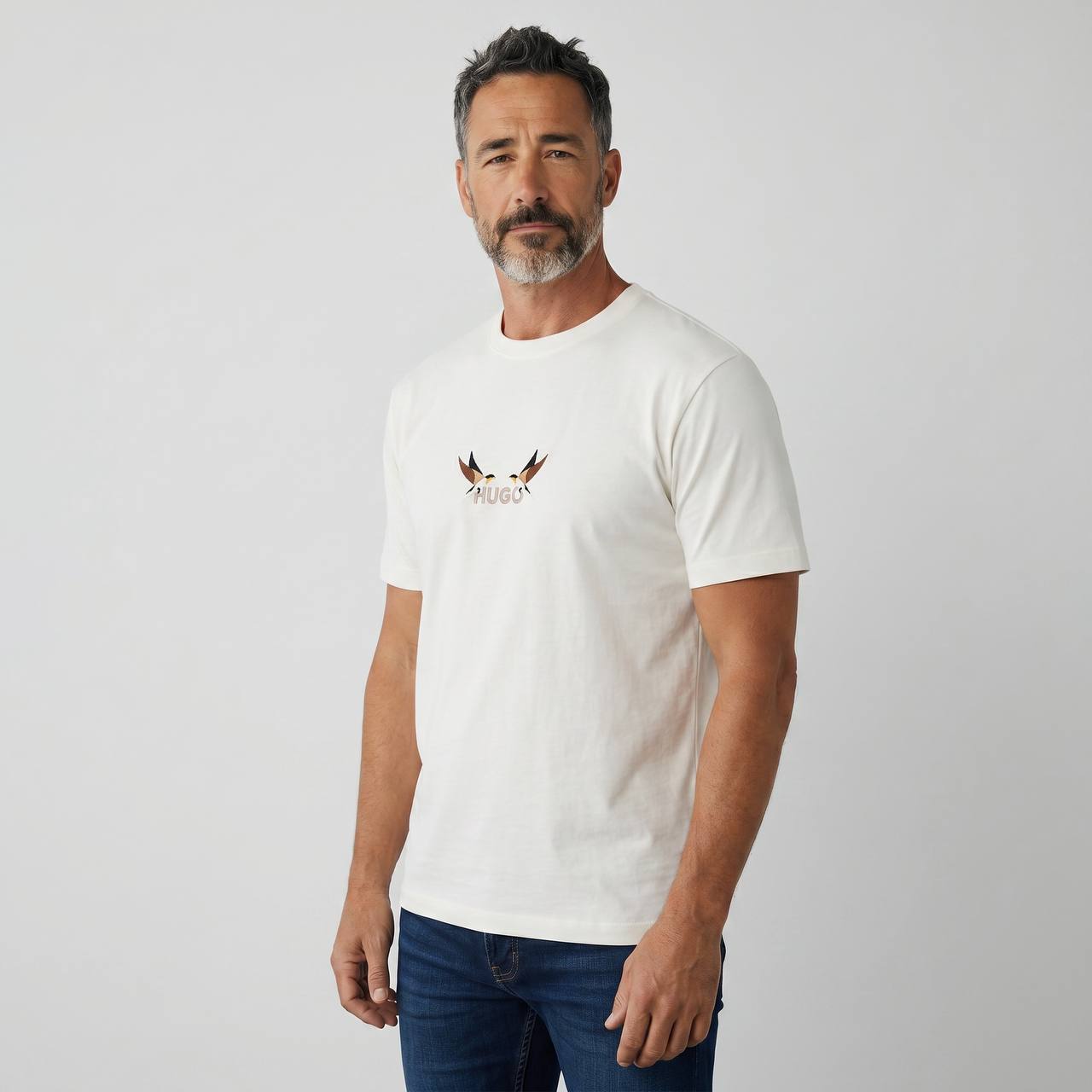Hugo Eagle Logo Premium T-Shirt – White Edition 🦅🤍