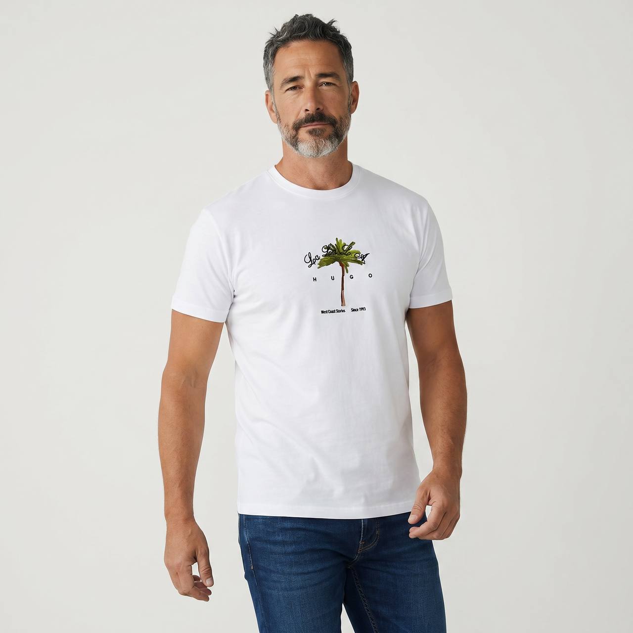 Hugo Palm Tree Graphic T-Shirt – White Summer Edition 🌴☀️
