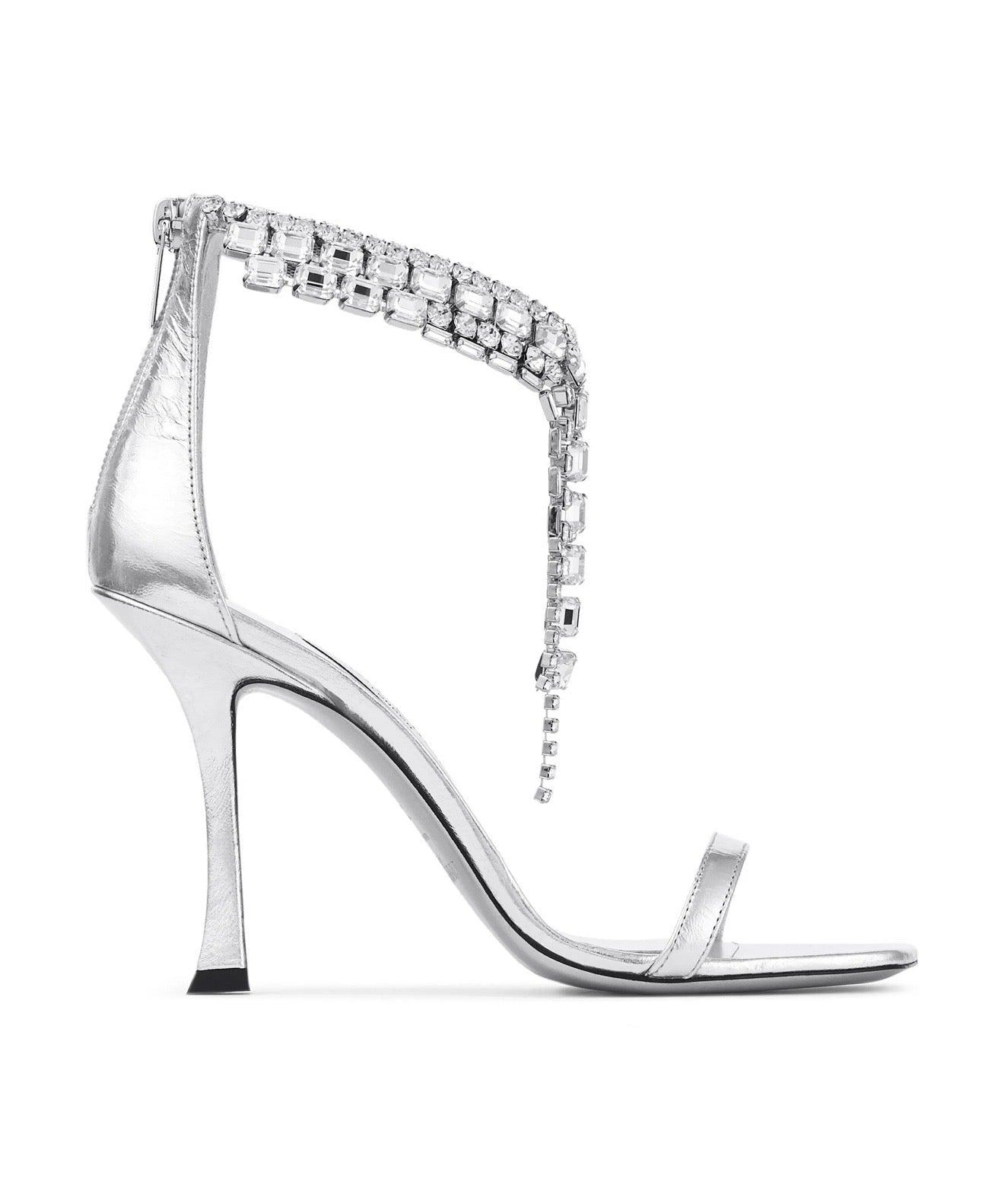 Jimmy Choo Crystal Fringe Heeled Sandals – Silver Glam Edition ✨👠
