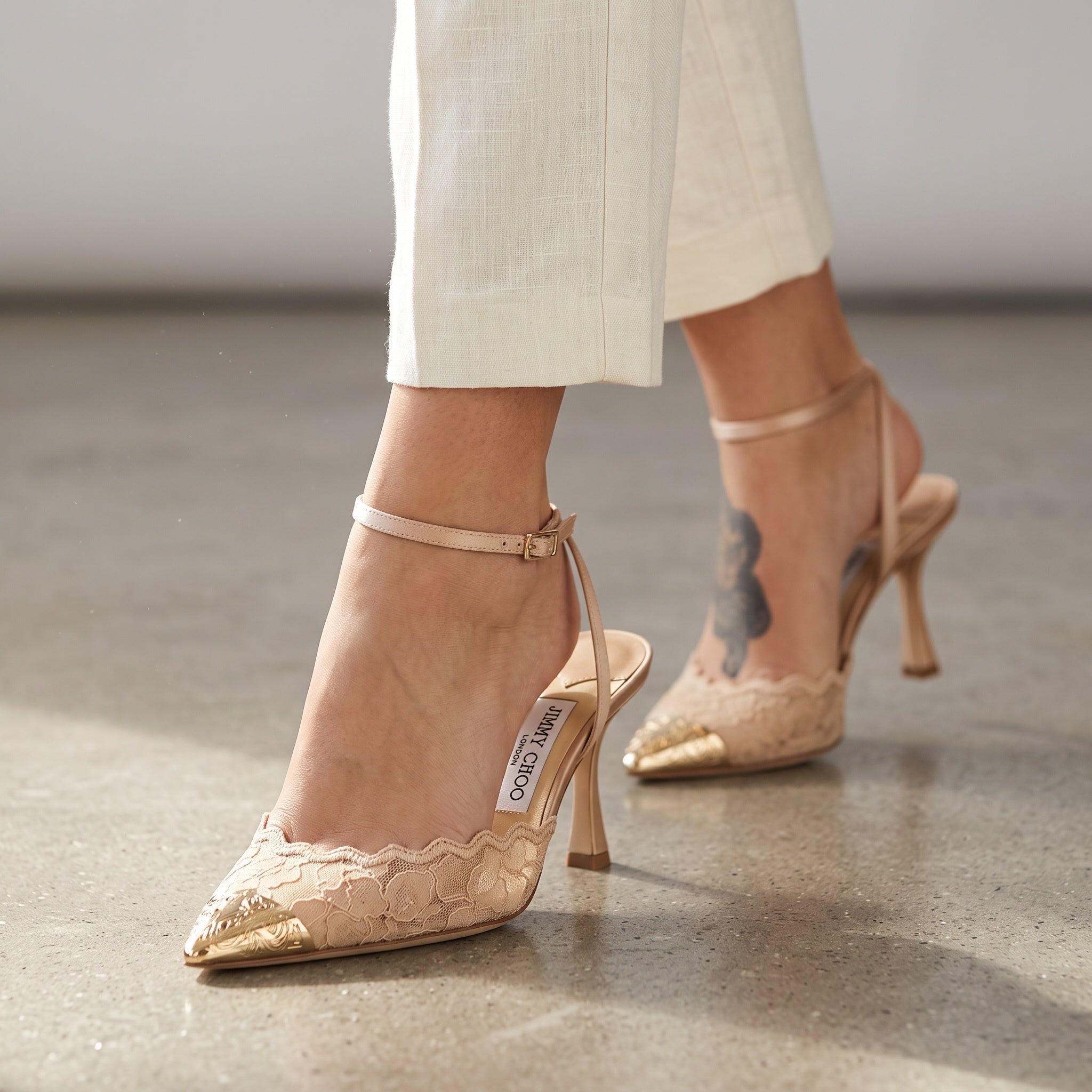 Jimmy Choo Heels – Beige Lace Pointed Toe 👠✨