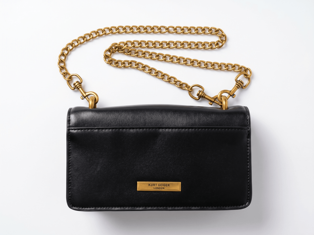🖤 Kurt Geiger Kensington Leather Crossbody Bag – Black & Gold Luxe Edition ✨