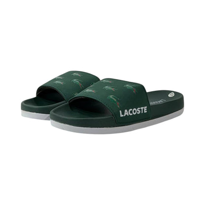 🐊 Lacoste Crocodile Pattern Slides – Forest Green Edition 💚✨