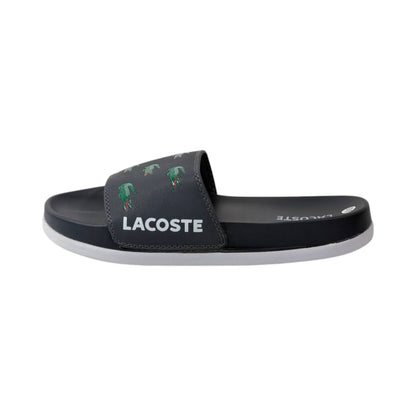 Lacoste Crocodile Print Slides — Midnight Black