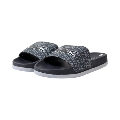 🐊 Lacoste Monogram Logo Slides – Midnight Black Edition 🖤✨