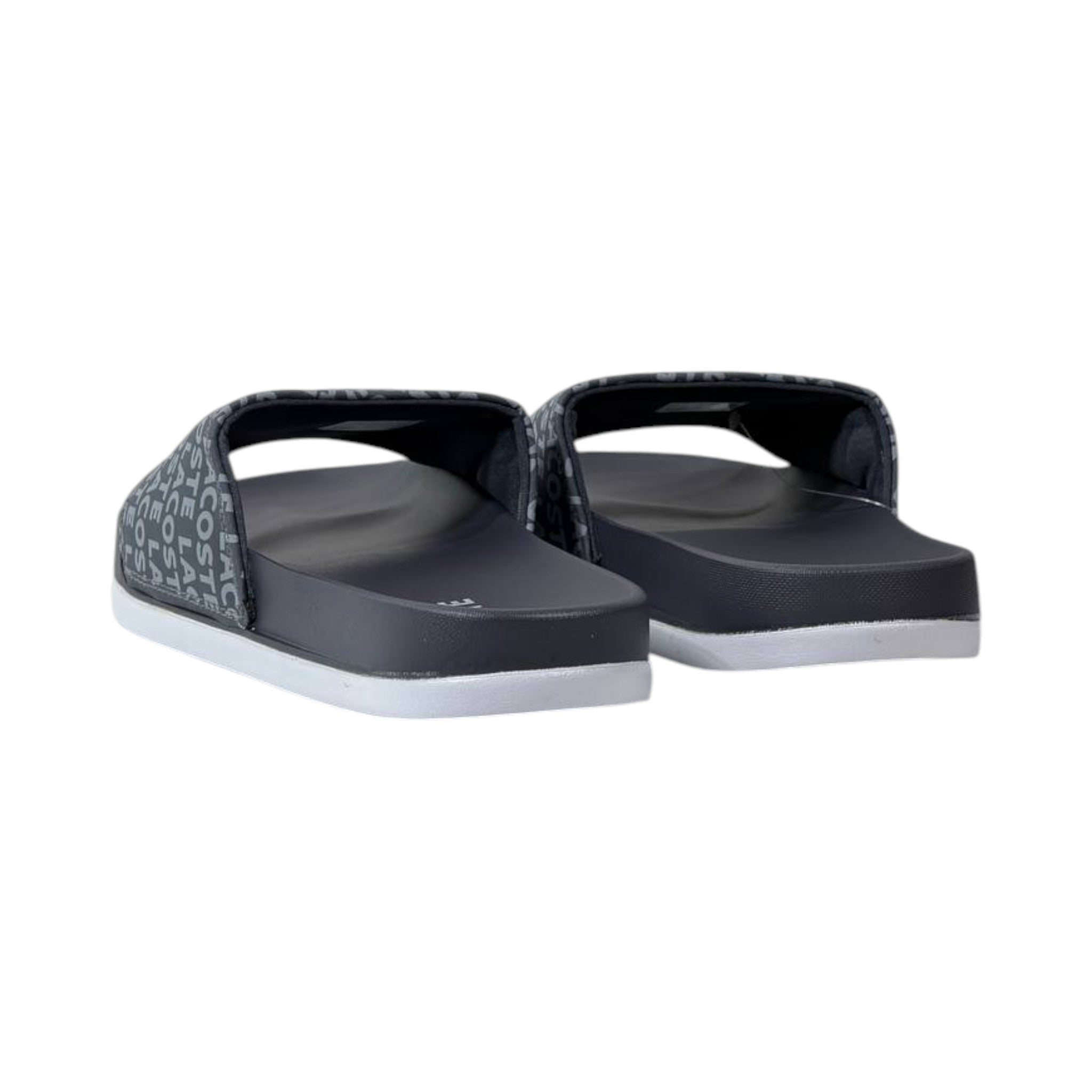 🐊 Lacoste Monogram Logo Slides – Midnight Black Edition 🖤✨