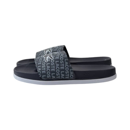 🐊 Lacoste Monogram Logo Slides – Midnight Black Edition 🖤✨