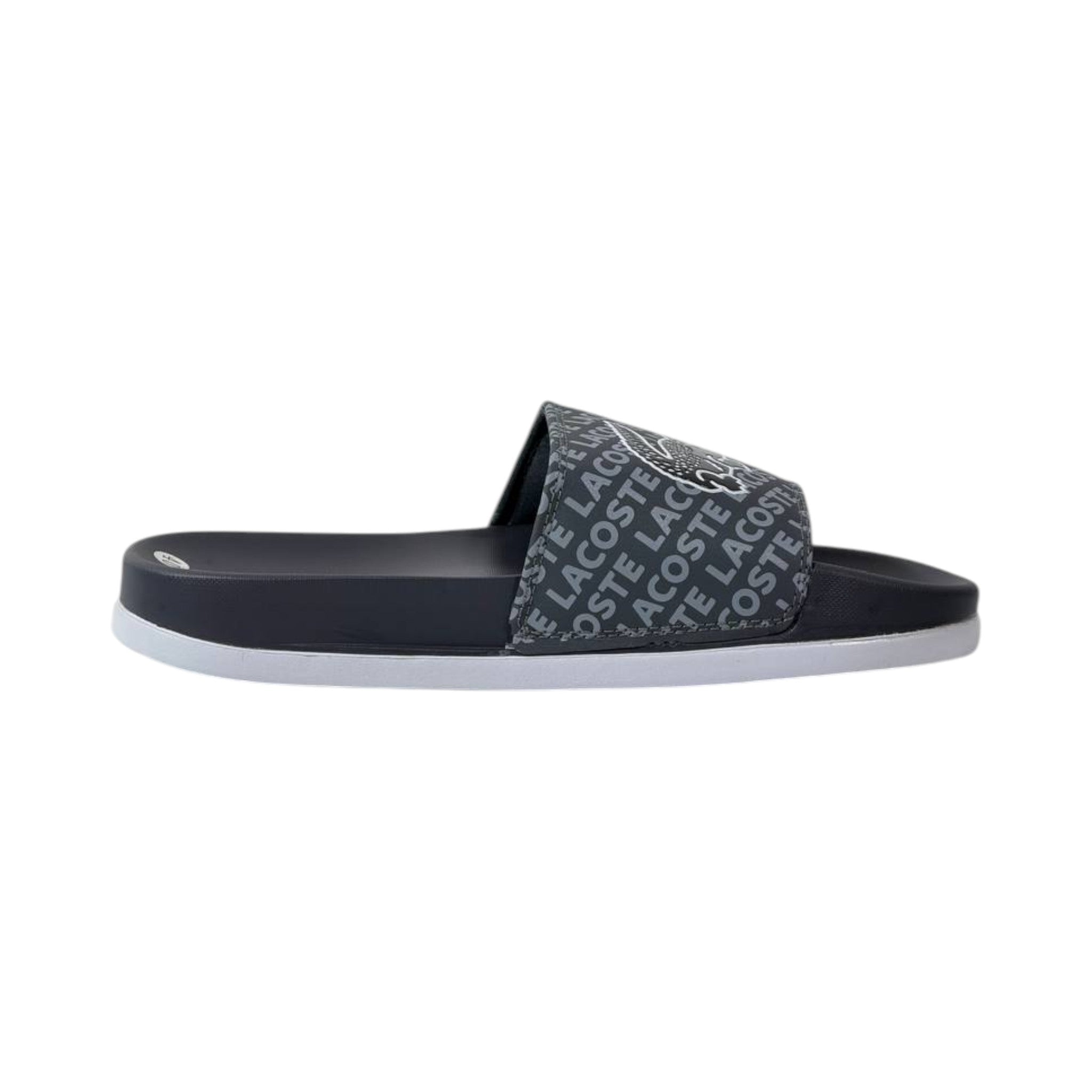 🐊 Lacoste Monogram Logo Slides – Midnight Black Edition 🖤✨