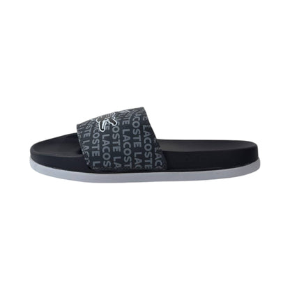 🐊 Lacoste Monogram Logo Slides – Midnight Black Edition 🖤✨