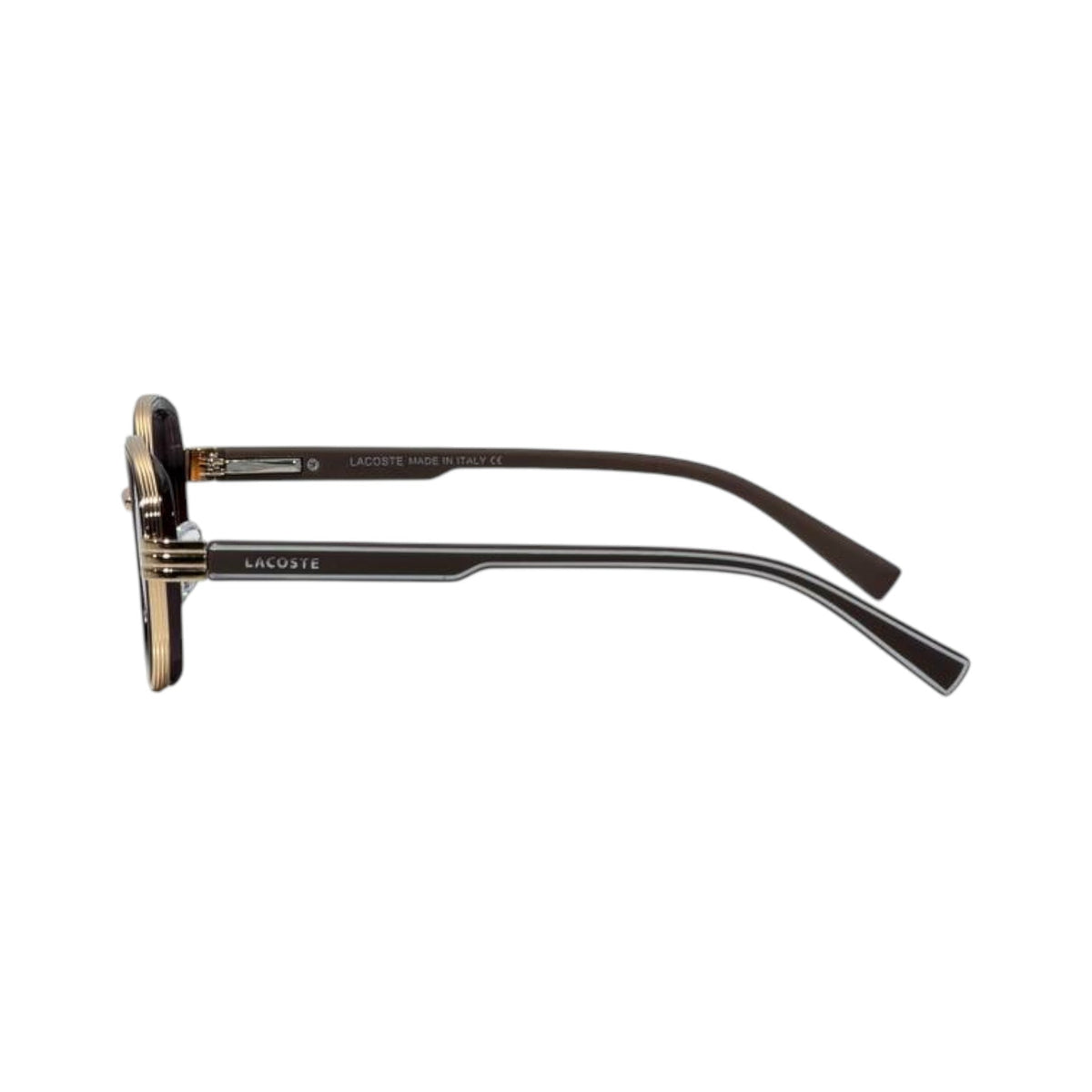 🕶️ Lacoste Premium Square Sunglasses – Gold & Brown Edition