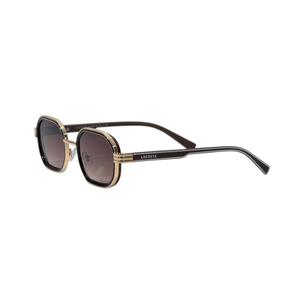 🕶️ Lacoste Premium Square Sunglasses – Gold & Brown Edition