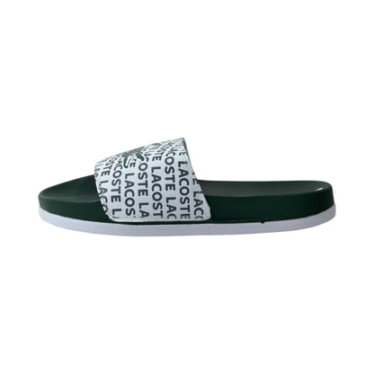 🐊 Lacoste Signature Logo Slides – White & Green Edition 💚🤍✨