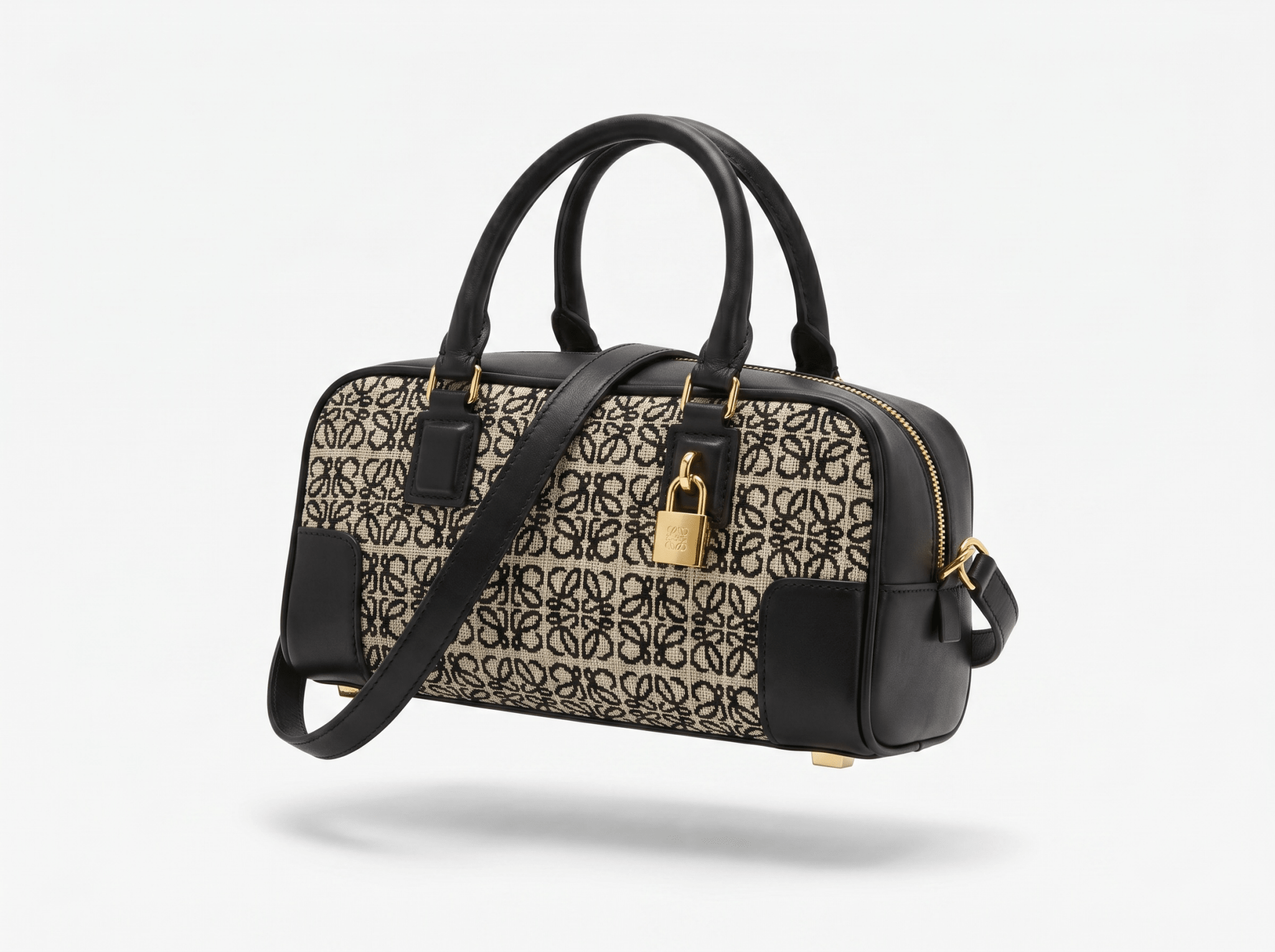Loewe Anagram Canvas Boston Bag – Black & Sand 🖤✨