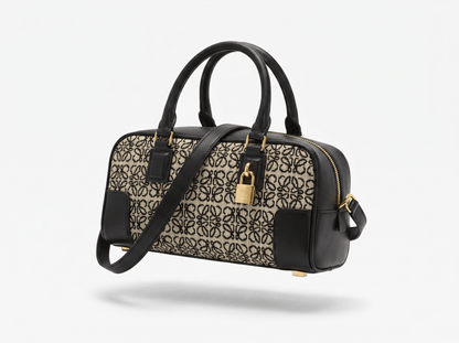 Loewe Anagram Canvas Boston Bag – Black & Sand 🖤✨