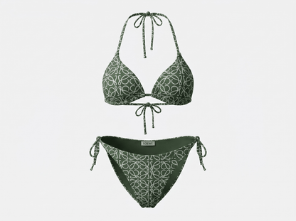 Loewe Anagram Triangle Bikini Set – Olive Green 💚🌿🏖️