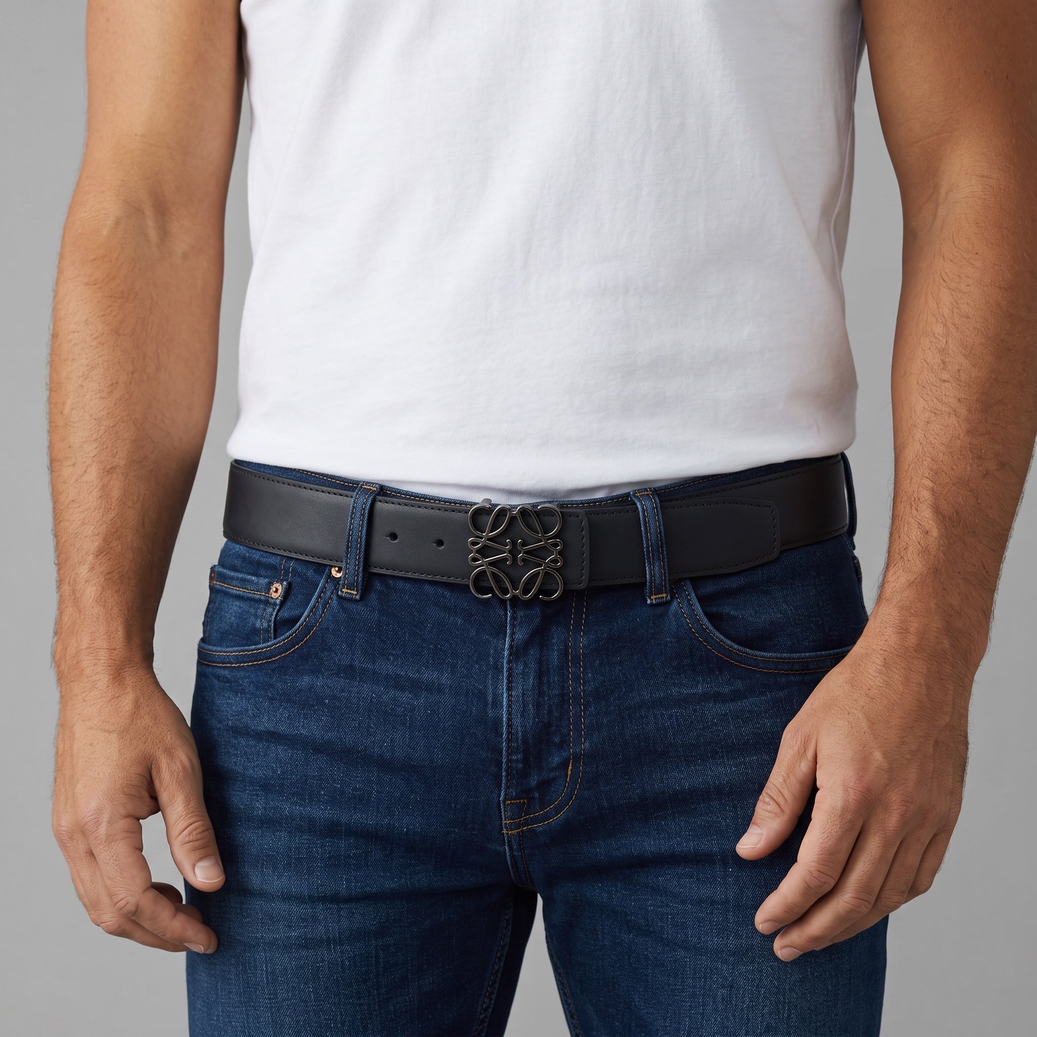 Loewe Belt – Black Anagram Buckle 🖤 120 cm