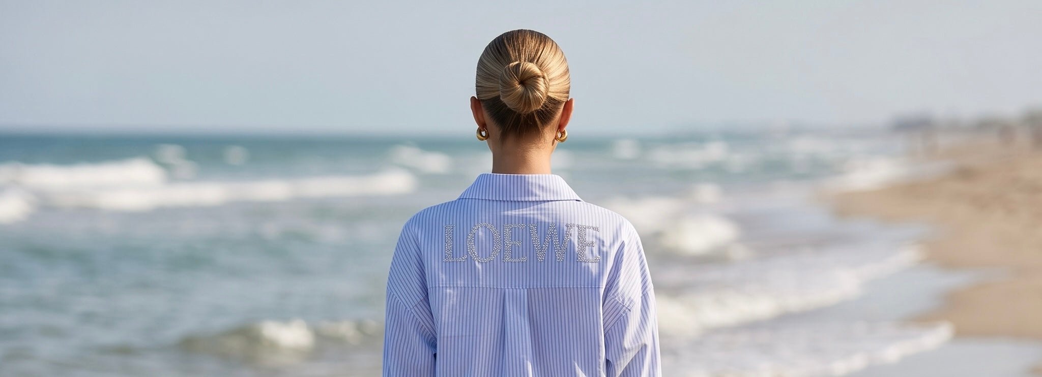 Loewe Striped Oversized Cotton Beach Shirt – Blue & White 💙🏖️