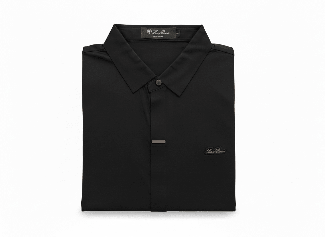 Loro Piana Black Minimal Polo Shirt 🖤✨ Modern Luxury Fit