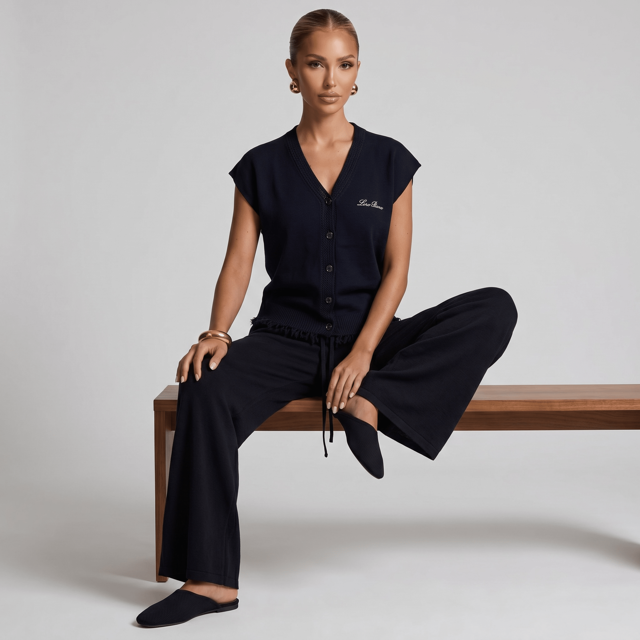 Loro Piana Cashmere Knit Lounge Set – Black 🖤✨