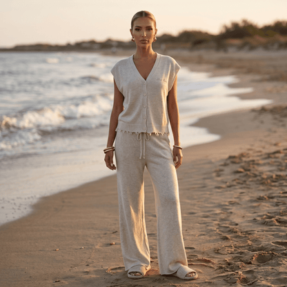 Loro Piana Cashmere Knit Lounge Set – Oatmeal Beige 🤍✨