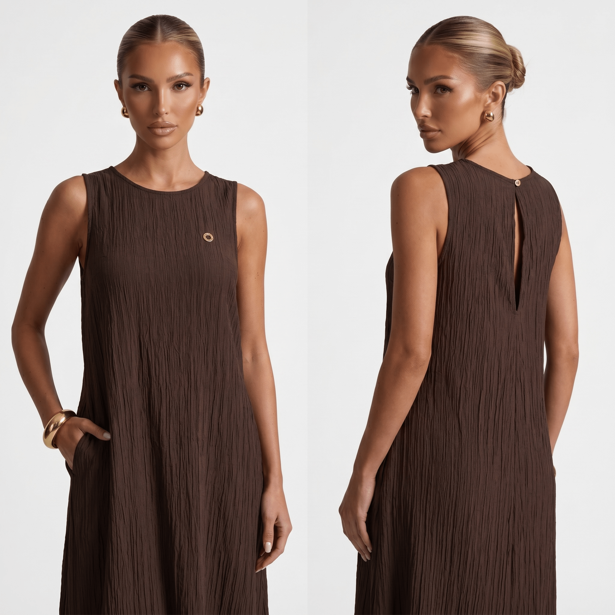 🤎 Loro Piana Chocolate Brown Sleeveless Maxi Dress ✨ one size