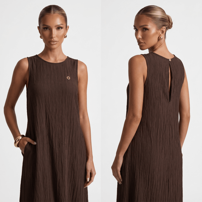 🤎 Loro Piana Chocolate Brown Sleeveless Maxi Dress ✨ one size