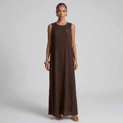 🤎 Loro Piana Chocolate Brown Sleeveless Maxi Dress ✨ one size