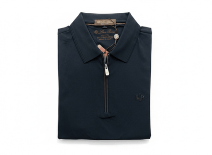 Loro Piana Navy Zip Polo Shirt 🔵✨ Luxury Half-Zip Signature Fit