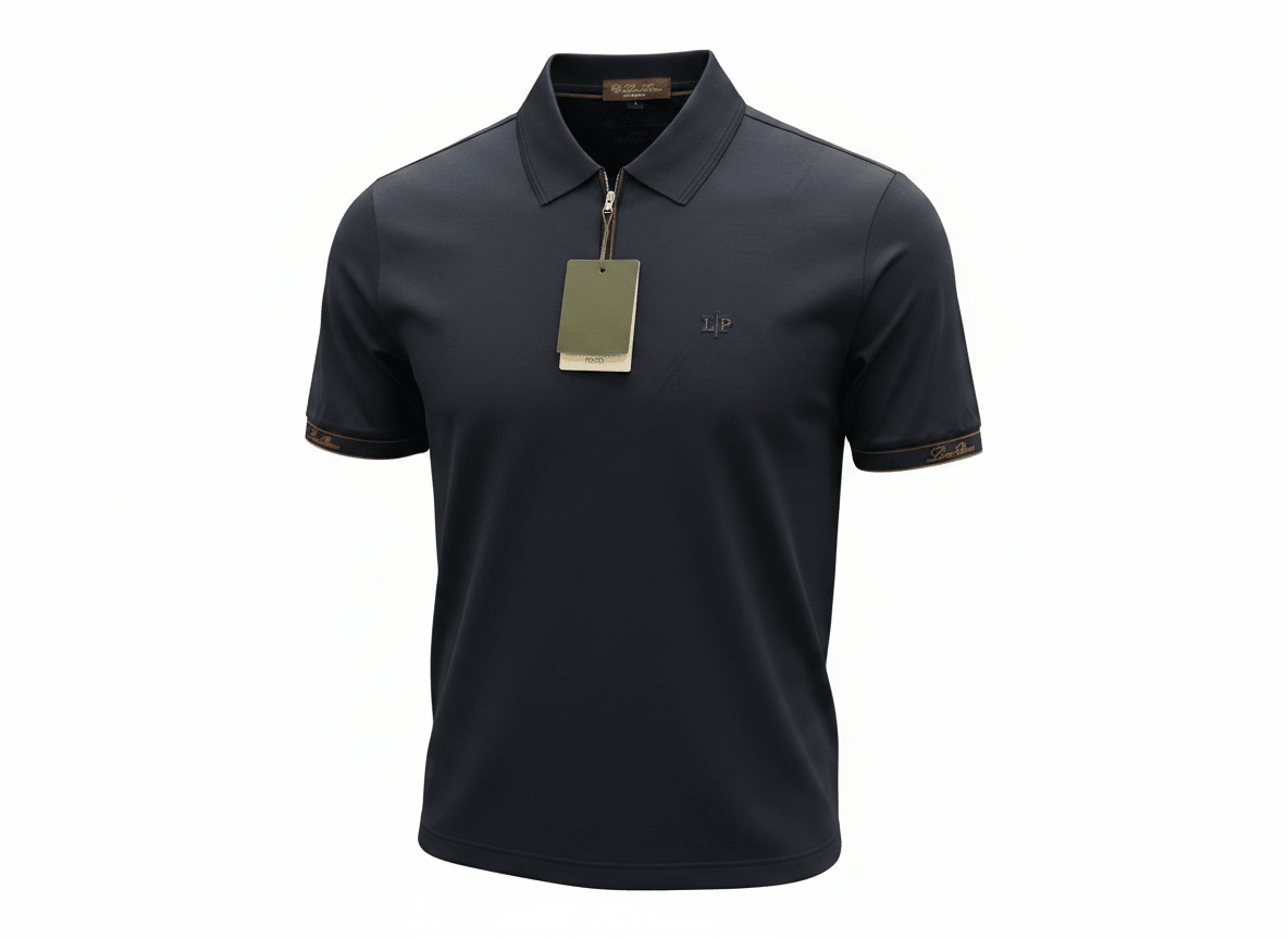 Loro Piana Navy Zip Polo Shirt 🔵✨ Luxury Half-Zip Signature Fit