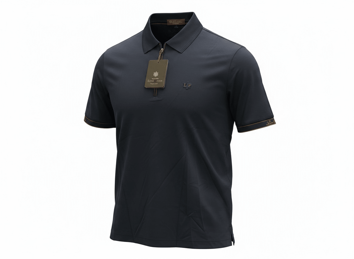 Loro Piana Navy Zip Polo Shirt 🔵✨ Luxury Half-Zip Signature Fit