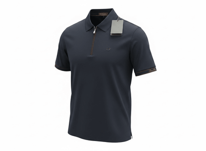 Loro Piana Navy Zip Polo Shirt 🔵✨ Luxury Half-Zip Signature Fit