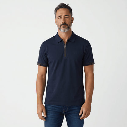 Loro Piana Navy Zip Polo Shirt 🔵✨ Luxury Half-Zip Signature Fit