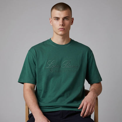 Loro Piana Oversized Signature Tee – Forest Green Luxury Edition 🌲✨