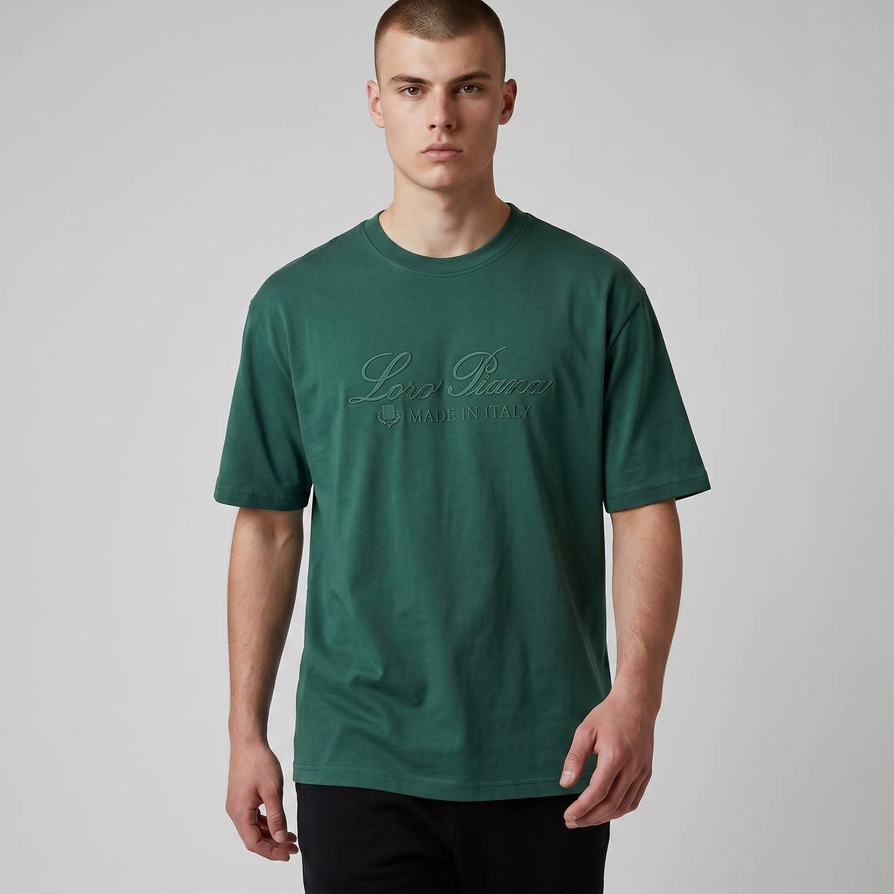 Loro Piana Oversized Signature Tee – Forest Green Luxury Edition 🌲✨