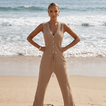 Loro Piana Textured Knit Co-Ord Set – Camel Beige 🤎✨