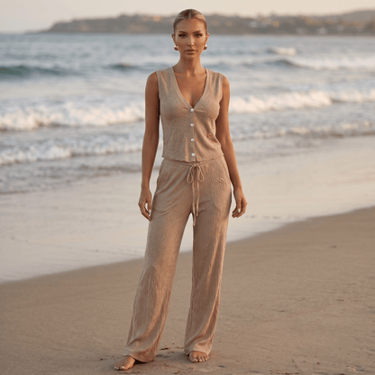 Loro Piana Textured Knit Co-Ord Set – Camel Beige 🤎✨