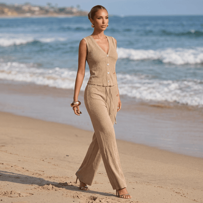 Loro Piana Textured Knit Co-Ord Set – Camel Beige 🤎✨
