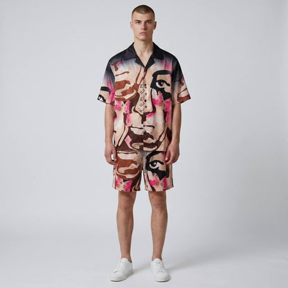 🎨 Louis Vuitton Artistic Face Print Set – Statement Summer Co-Ord 🔥🩳
