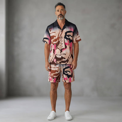 🎨 Louis Vuitton Artistic Face Print Set – Statement Summer Co-Ord 🔥🩳