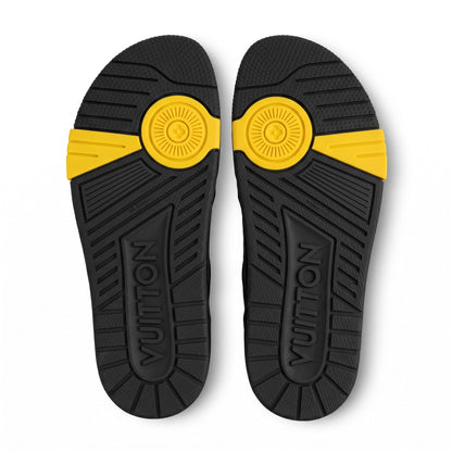 Louis Vuitton Black & Gold Double Buckle Luxury Slides