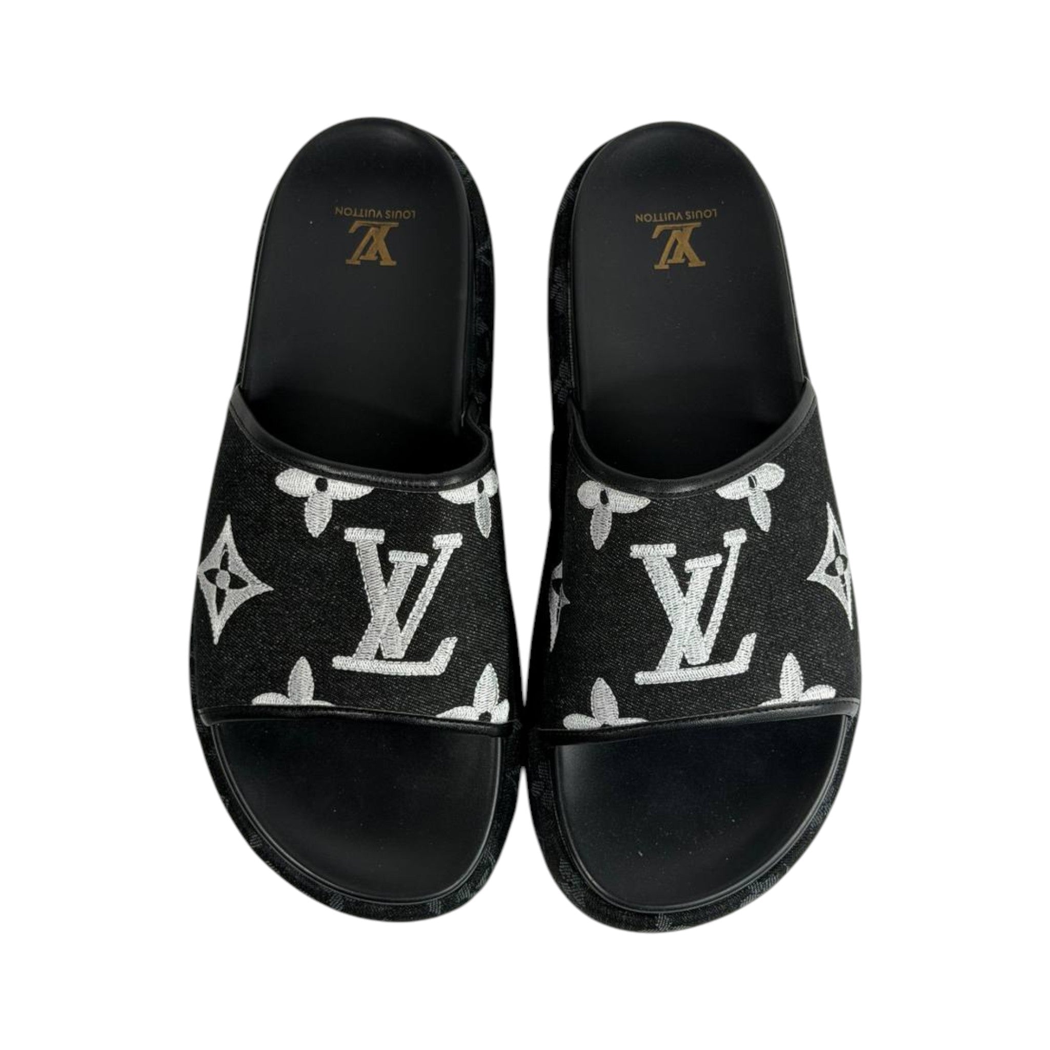 Louis Vuitton Black Monogram Platform Slides – Luxe Statement Sandals 🖤✨
