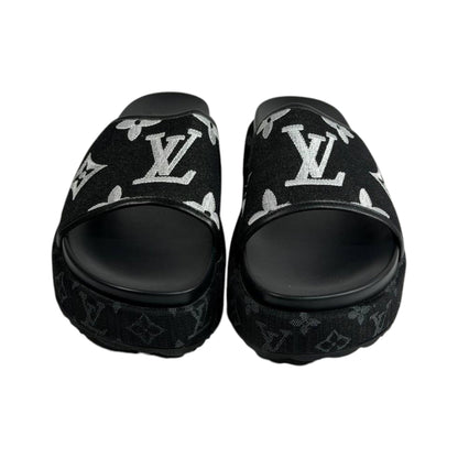 Louis Vuitton Black Monogram Platform Slides – Luxe Statement Sandals 🖤✨