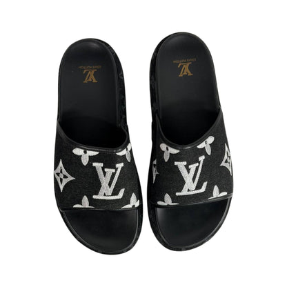 Louis Vuitton Black Monogram Platform Slides – Luxe Statement Sandals 🖤✨