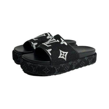 Louis Vuitton Black Monogram Platform Slides – Luxe Statement Sandals 🖤✨