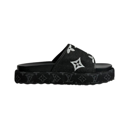 Louis Vuitton Black Monogram Platform Slides – Luxe Statement Sandals 🖤✨