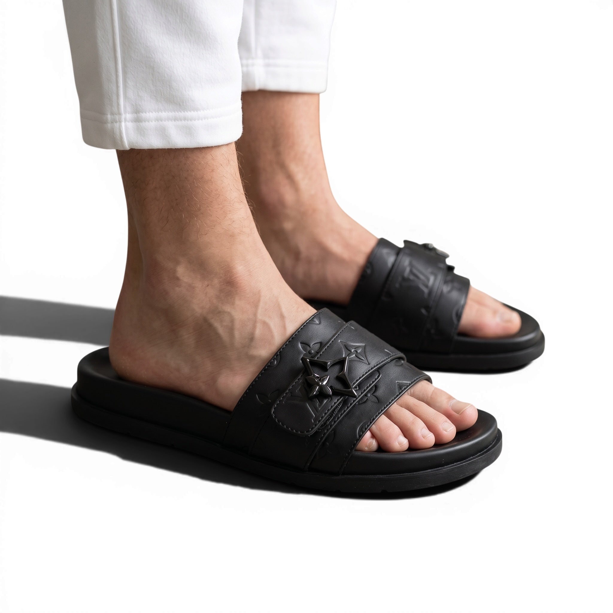 Louis Vuitton Black Monogram Slides 🖤✨ Luxury Comfort Sandals for Men
