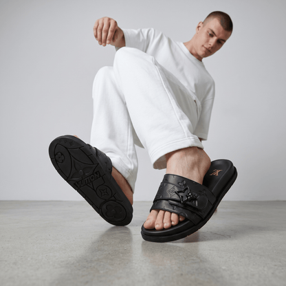 Louis Vuitton Black Monogram Slides 🖤✨ Luxury Comfort Sandals for Men