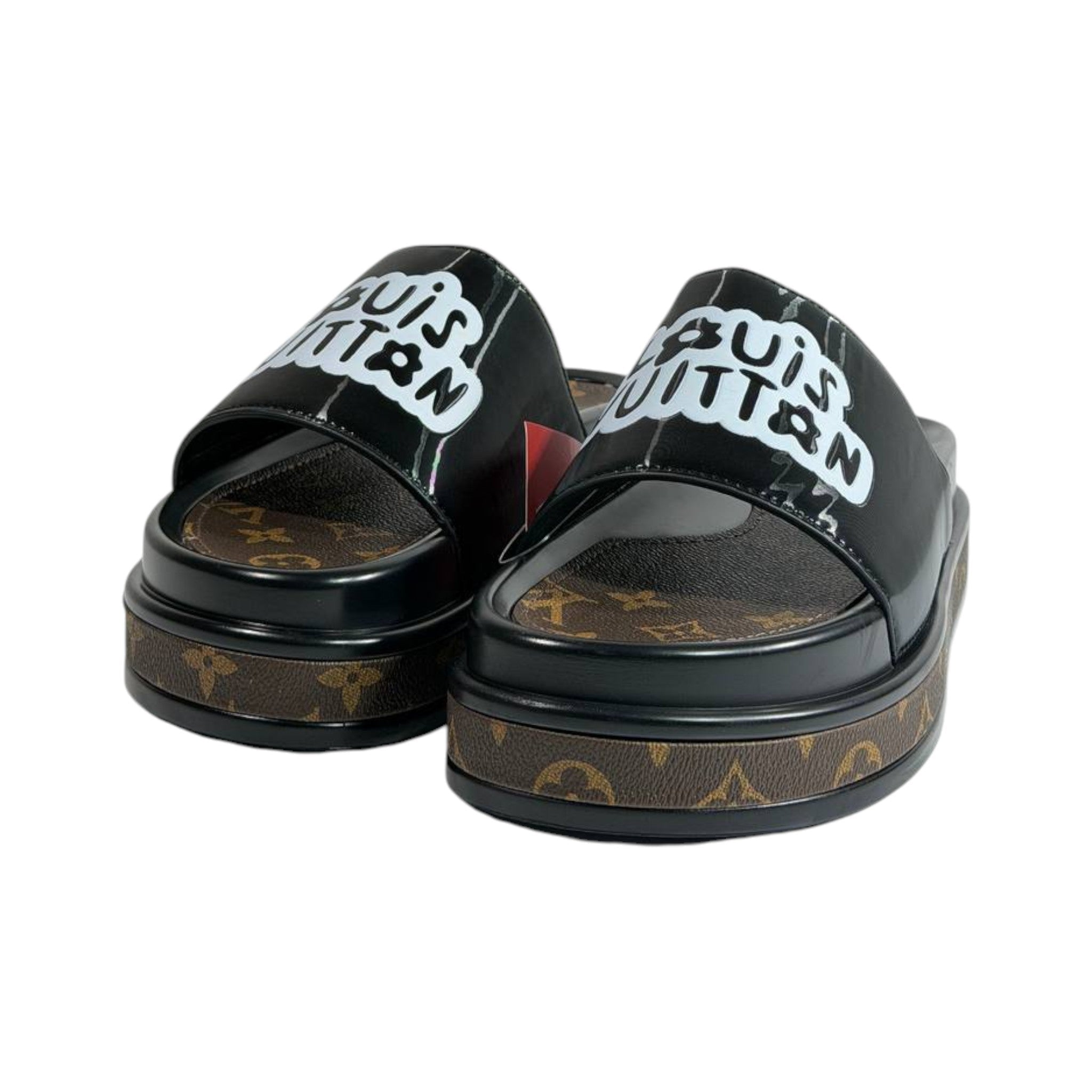 Louis Vuitton Black Platform Slides – Iconic Monogram Luxury Sandals 🖤👡