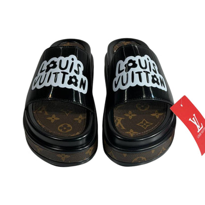 Louis Vuitton Black Platform Slides – Iconic Monogram Luxury Sandals 🖤👡